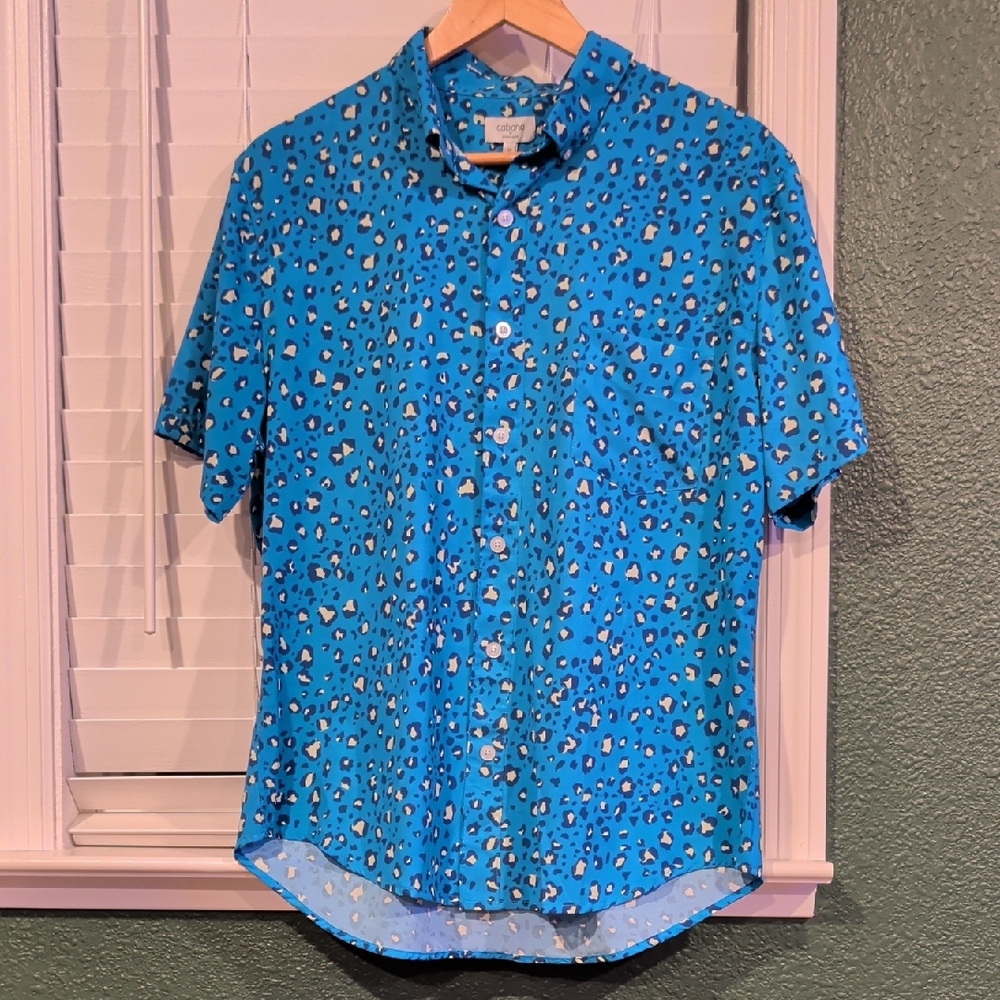 Crown & Ivy Blue Leopard Print Men's Shirt